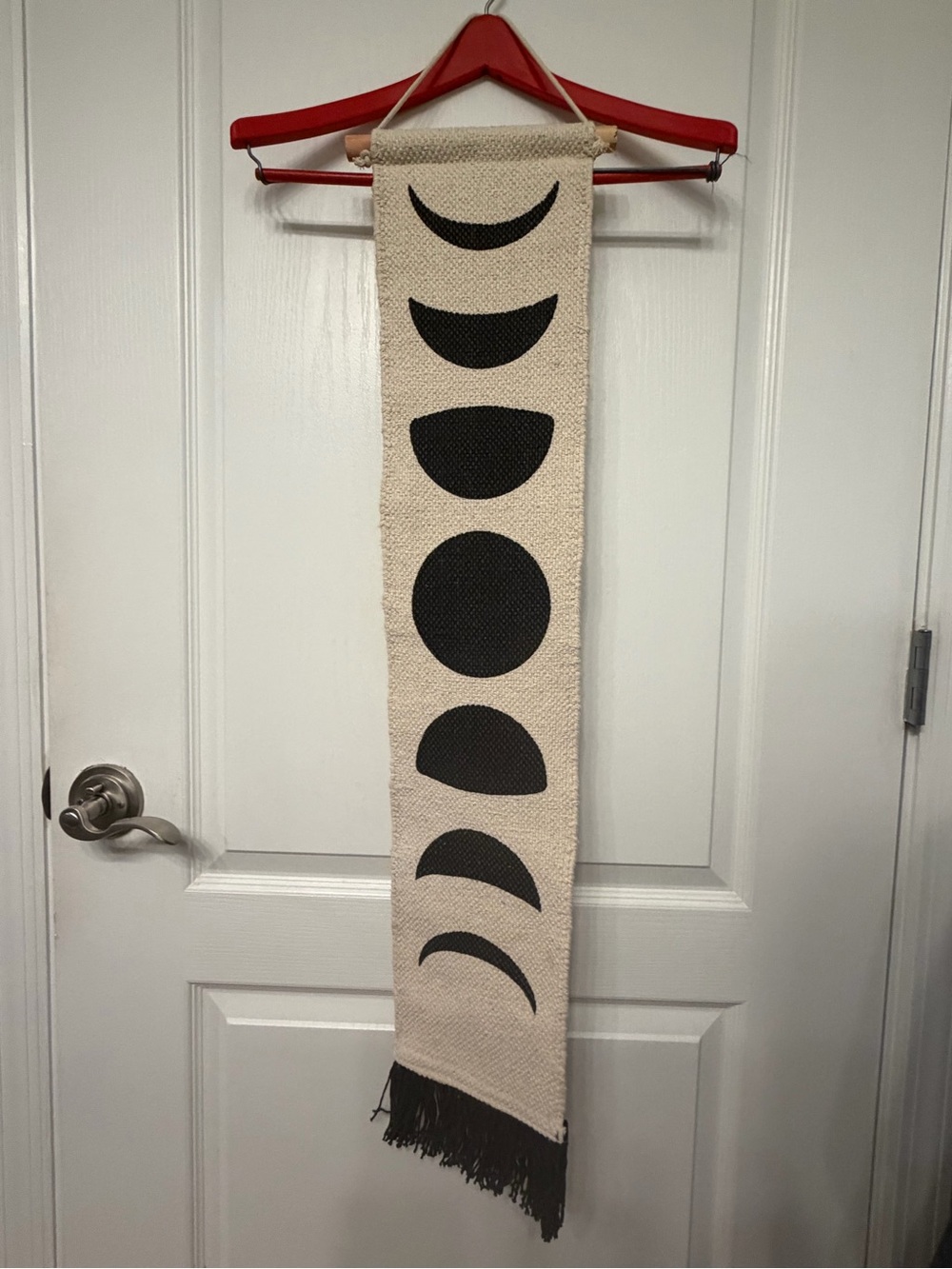 Urban Outfitters Moon Phase Woven Wall Hanging - Black on Cream